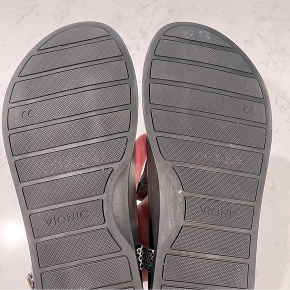 Vionic sPalm Boca Pewter Snake Dressy T Strap Thong Comfort Sandals Jeweled Sz 7 - Picture 10 of 11